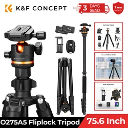 K&F CONCEPT 75.6 inch/192cm Camera Tripod Heavy Duty DSLR Tripod Monopod with Cellphone Clip Ball Head Load Capacity 8kg/17.6lbs