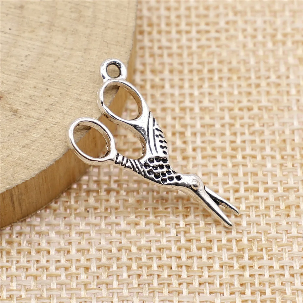 20pcs 25x13mm(0.98x0.51inch) Antique Silver Color Scissors Barber Scissors Charms DIY Jewelry Materials
