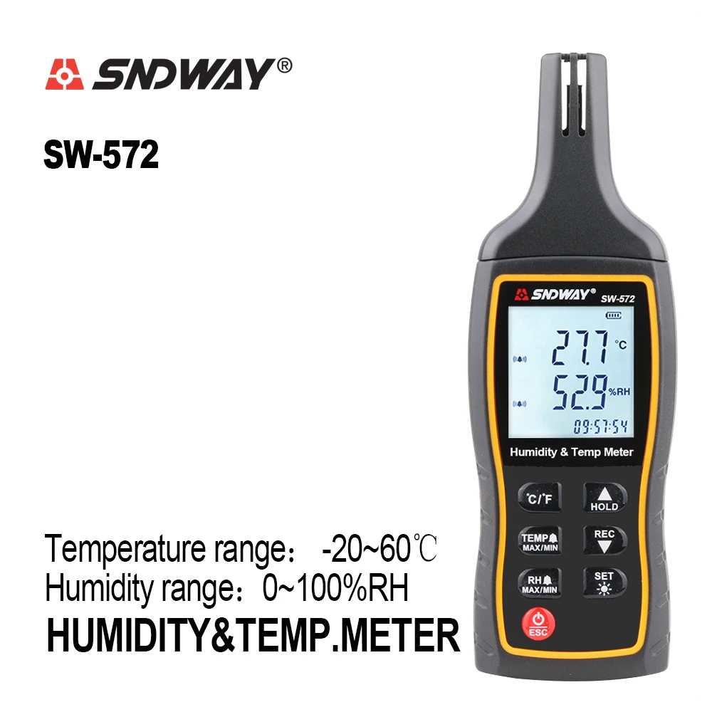 SNDWAY Cyfrowy higrometr temperaturowy Ręczny przemysłowy higrometr temperaturowy o wysokiej czułości SW-572