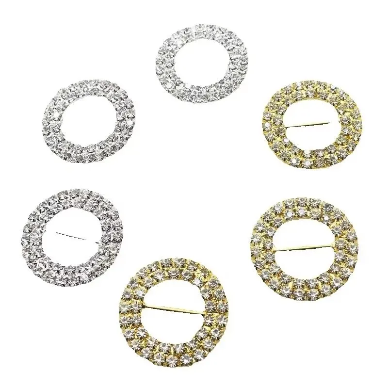 ZMASEY 10pcs/lot 26mm Metal Diamond Buckle Wedding Supply Decoration Invitation Round Shape Rhinestone Buckles Factory