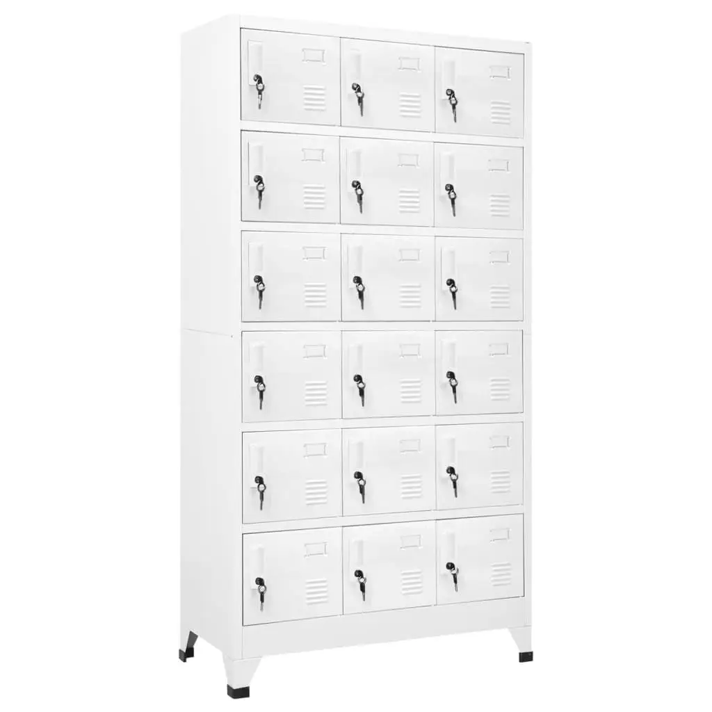 18-Compartment Metal Locker Cabinet - Durable Storage Solution 35.4x15.7x70.9 Inches