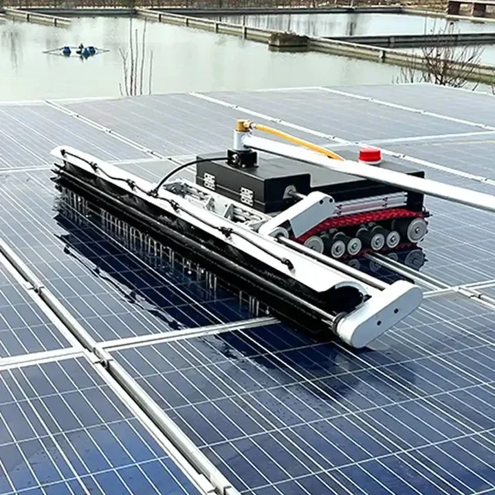 Crawler Type Remote Control Solar Panel Cleaning Machine Rotating Brush Photovoltaic Solar Cleaner Robot