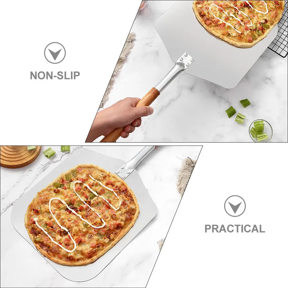 

Aluminum Pizza Peel Wooden Handle Professional Baking Pizza Shovel Kitchen Oven Tool Non Slip Comfortable Grip