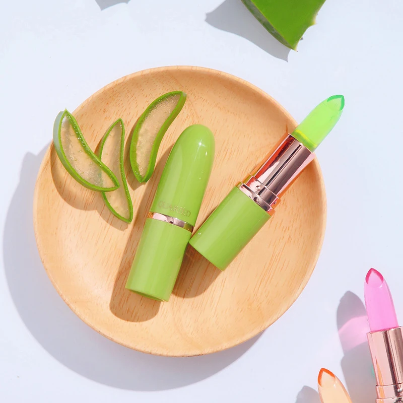 1pcs Aloe Vera Moisturizing Lipstick Lasting Nutritional Repair Lipsticks Color Changing Show White Waterproof Natural Lip Care