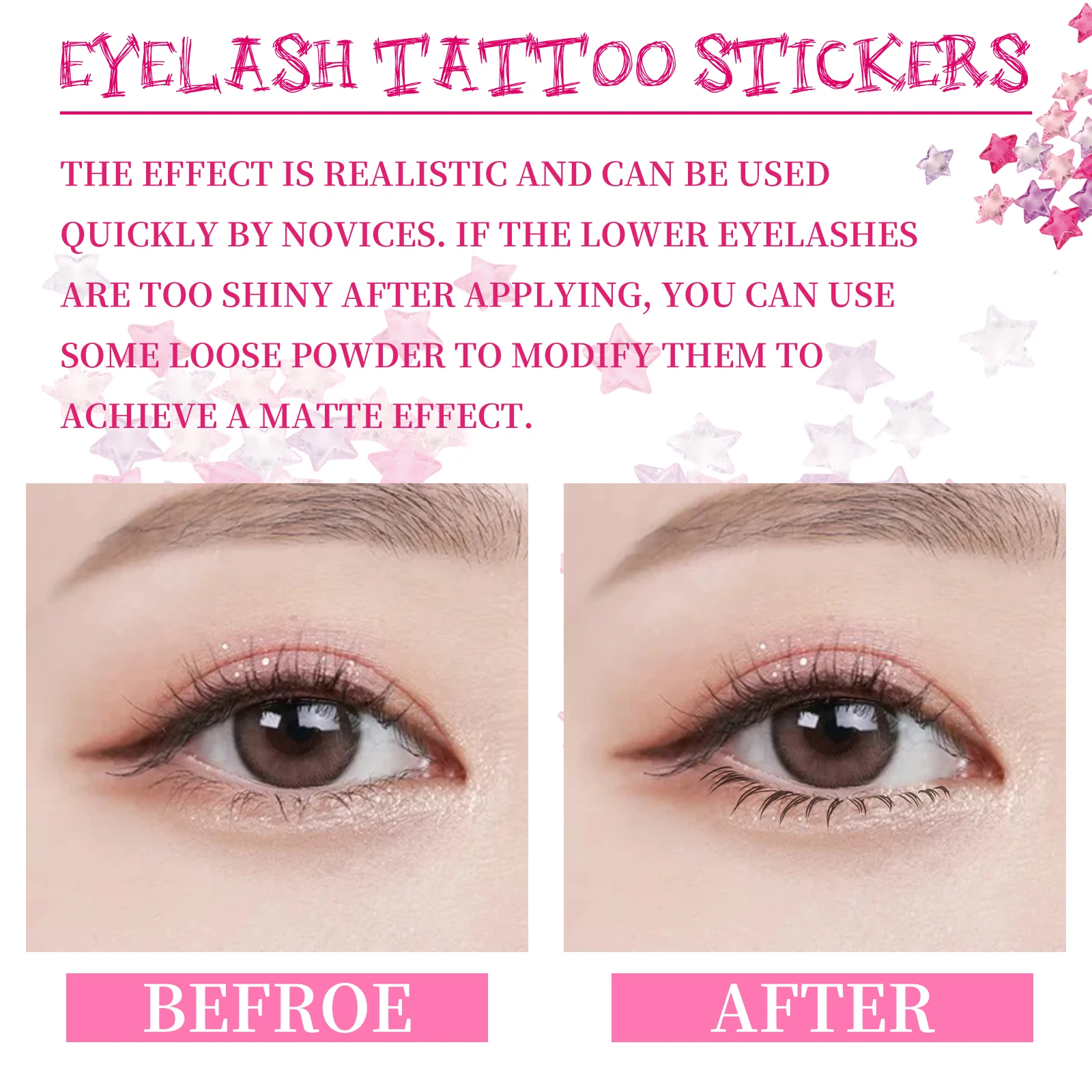 5pcs Lower Eyelash Tattoo Stickers Fake Lashes Temporary Tattoo Patch Natural Lifelike False Eyelash for Extension Female Makeup