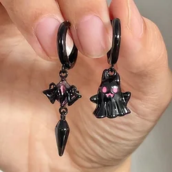 Y2k 2000s Aesthetic Ghost Style Piercing Dangle Earrings for Women Gothic Sweet Punk Black Gold Color Fashion Jewelry KCE010