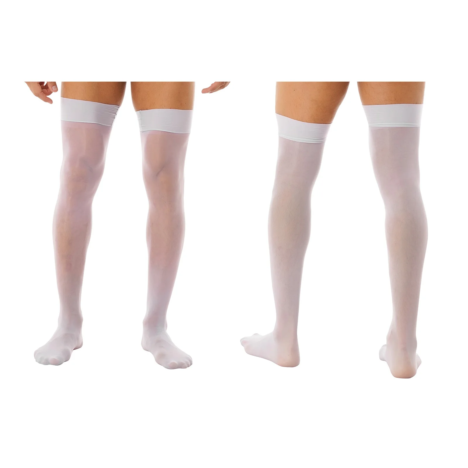 Chaussettes transparentes et brillantes pour hommes, 1 paire, antidérapantes, douces, Compression transparente, longues, élastiques, en soie