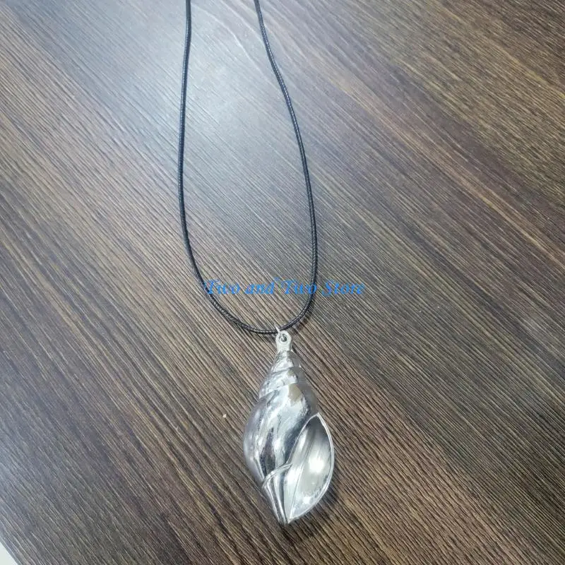 HX6F Sea Snail Necklace Trendy Collar Chains with Conch Pendant Stylish Y2k Ornaments