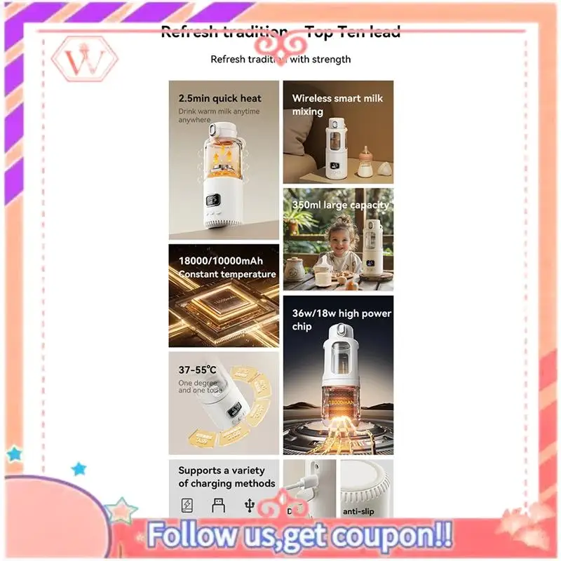 Upgraded High-Power Constant Temperature Cup Quick Hot Water And Milk Heating Portable Baby Bottle Warmer
