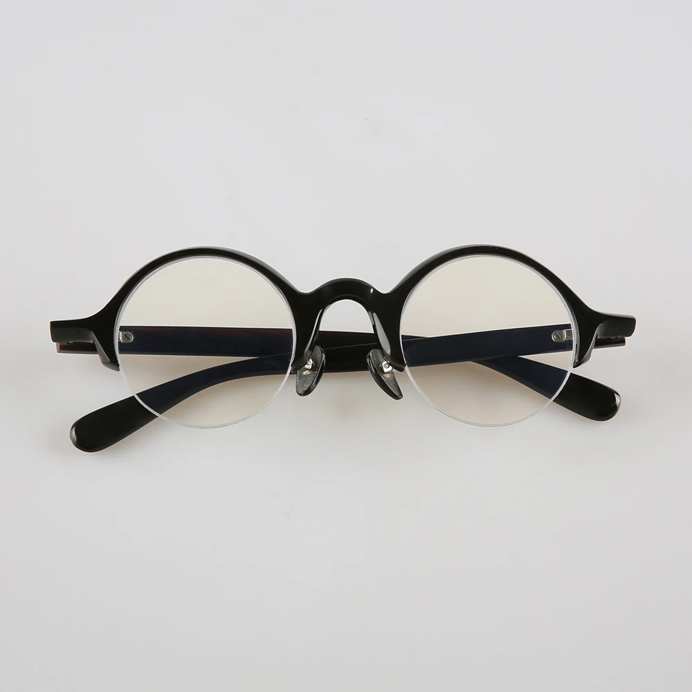 

Eyeglass Frames Unique Half Rim Vintage Handmade Buffalo Horn Prescription Glasses Frames Round Retro Optical Lenses Eyeglasses