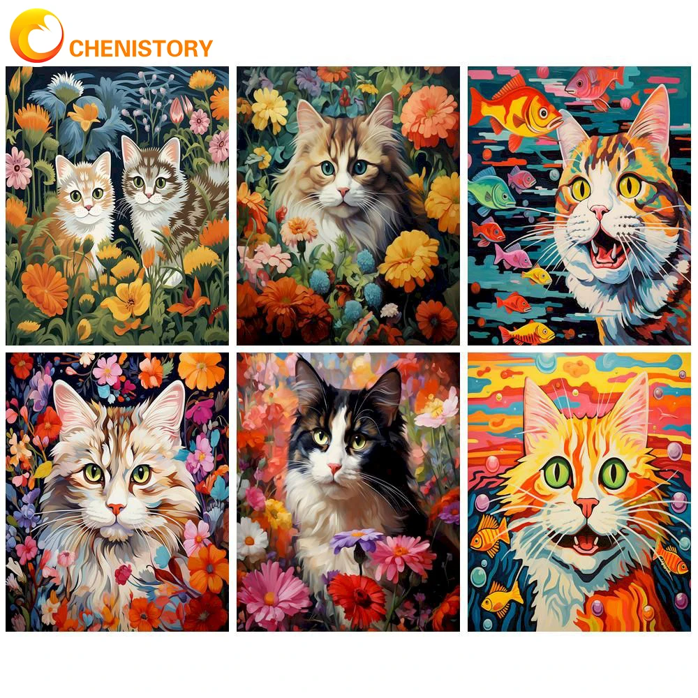 CHENISTORY Focus Pictures By Number Complete Kit Flower Cat Animals Kits Painting By Number Drawing On Canvas Handpainted Gift