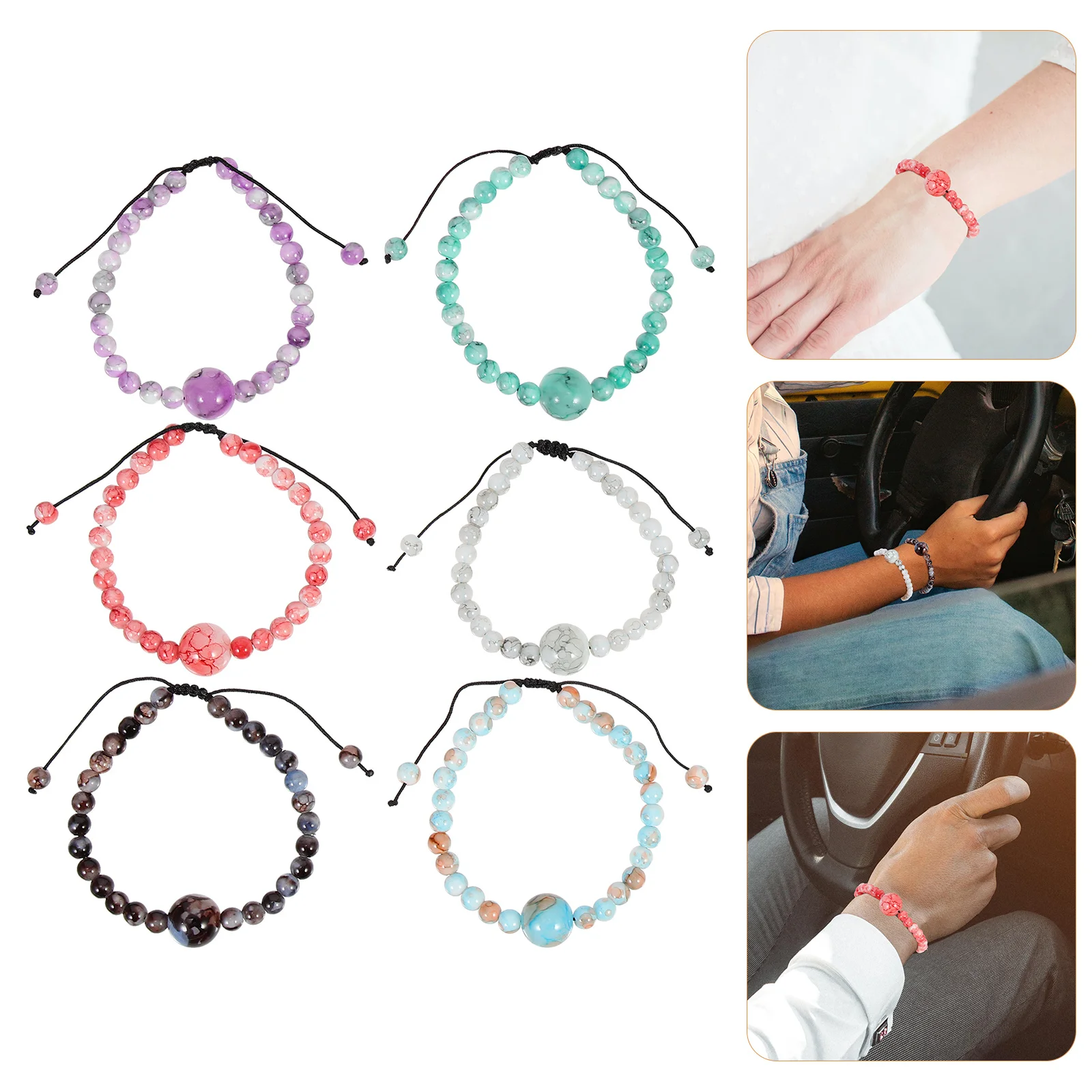 

6Pcs Delicate Bracelets for Women Fashion Glass Bead Wrist Chain Stackable String Bracelet Elegant Beaded Jewelry Gift