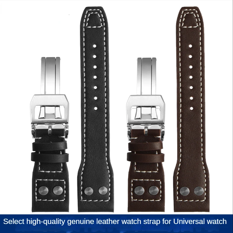 Rivet Leather Watch Strap for IWC Pilots Iw500916 Waterproof Sweat-Proof Soft and Comfortable Watchband Accessories 21 22mm