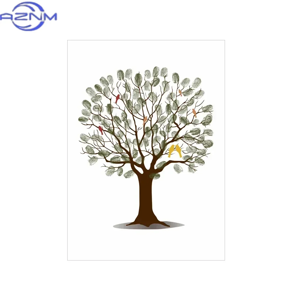 Wedding Fingerprint Tree Canvas Wall Art Poster Guest Book Alternative Marriage Souvenir Gift for Engagement Party Reception
