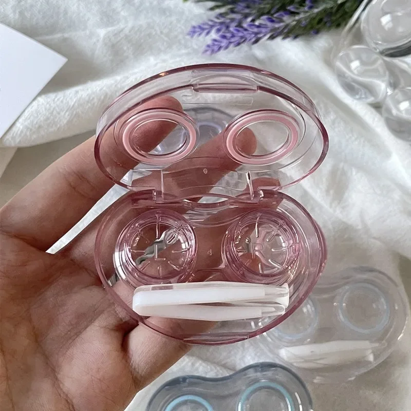 Contact Lens Case Portable Transparent Simple One-piece Companion Case Contact Lens Double Case No Need To Twist The Lid