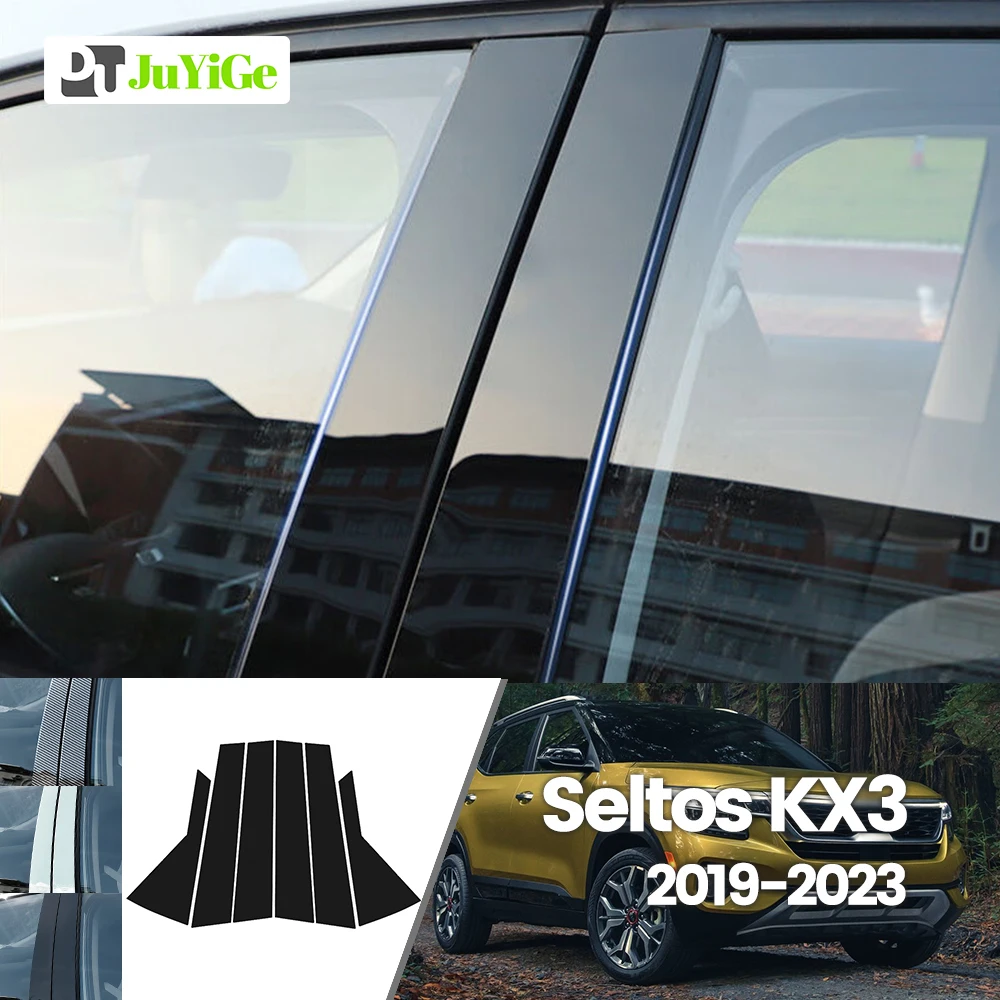 

For Kia Seltos KX3 2019-2023 2020 2021 2022 Bright Black Carbon Fibre Window Door B C Sticker