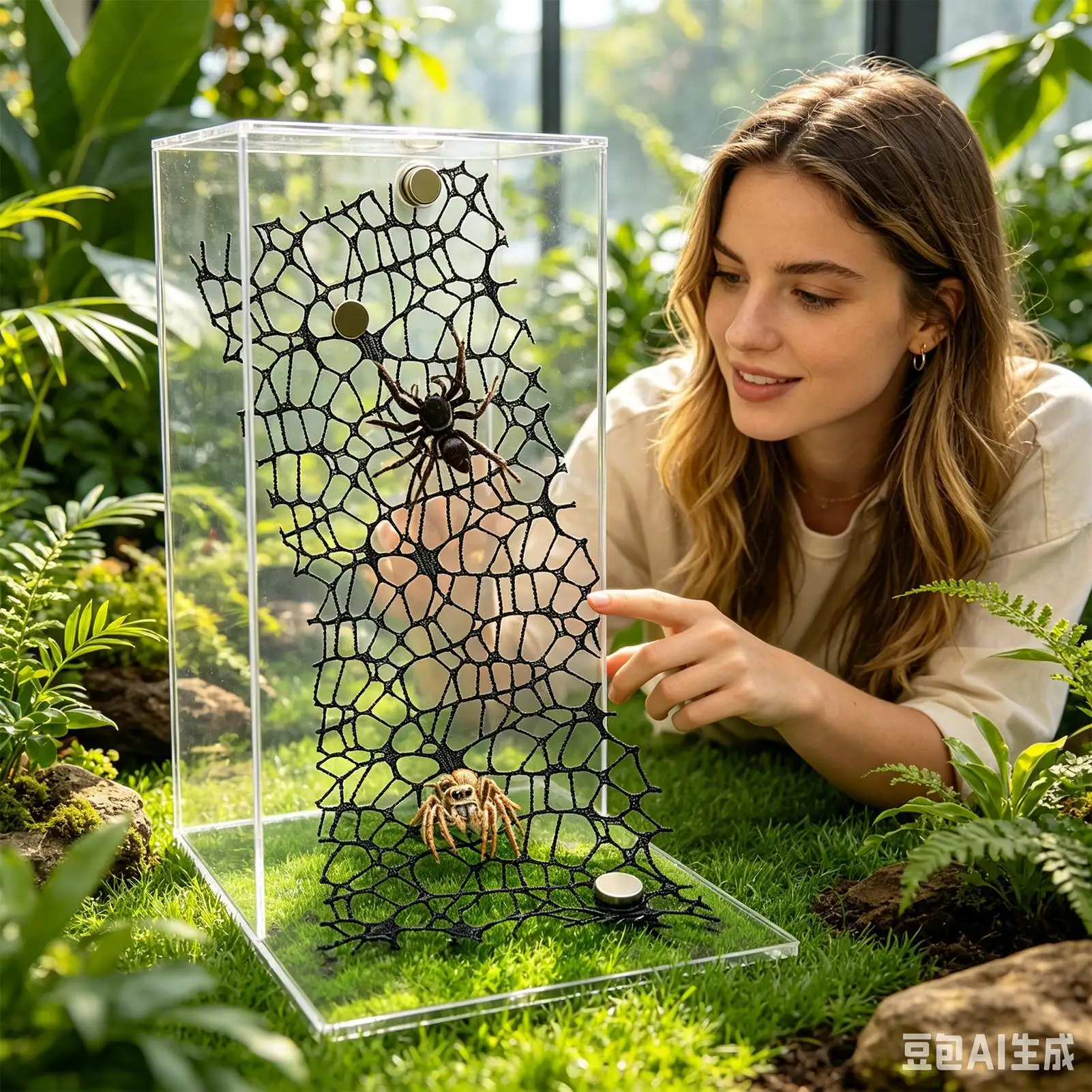 Jumping Spider Climbing Net Praying Mantis Toys Tarantula Terrarium Decor for Keepers Breeders Educators Home Office Living Room