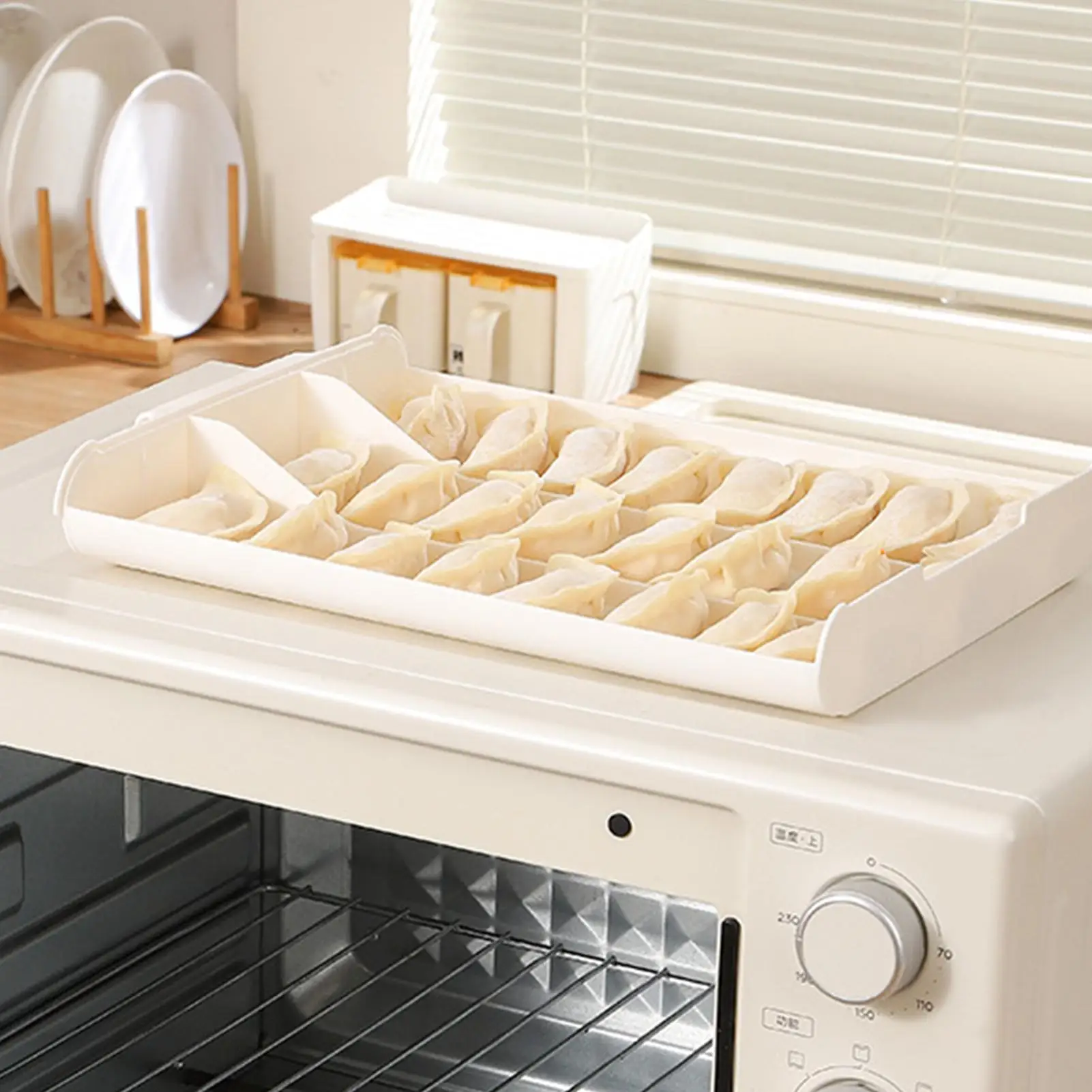 Dumpling Storage Box Pull Out Drawer Stackable Non-Stick Freezer Tray Flat Food Storage Containers For Cookies Wonton Donuts
