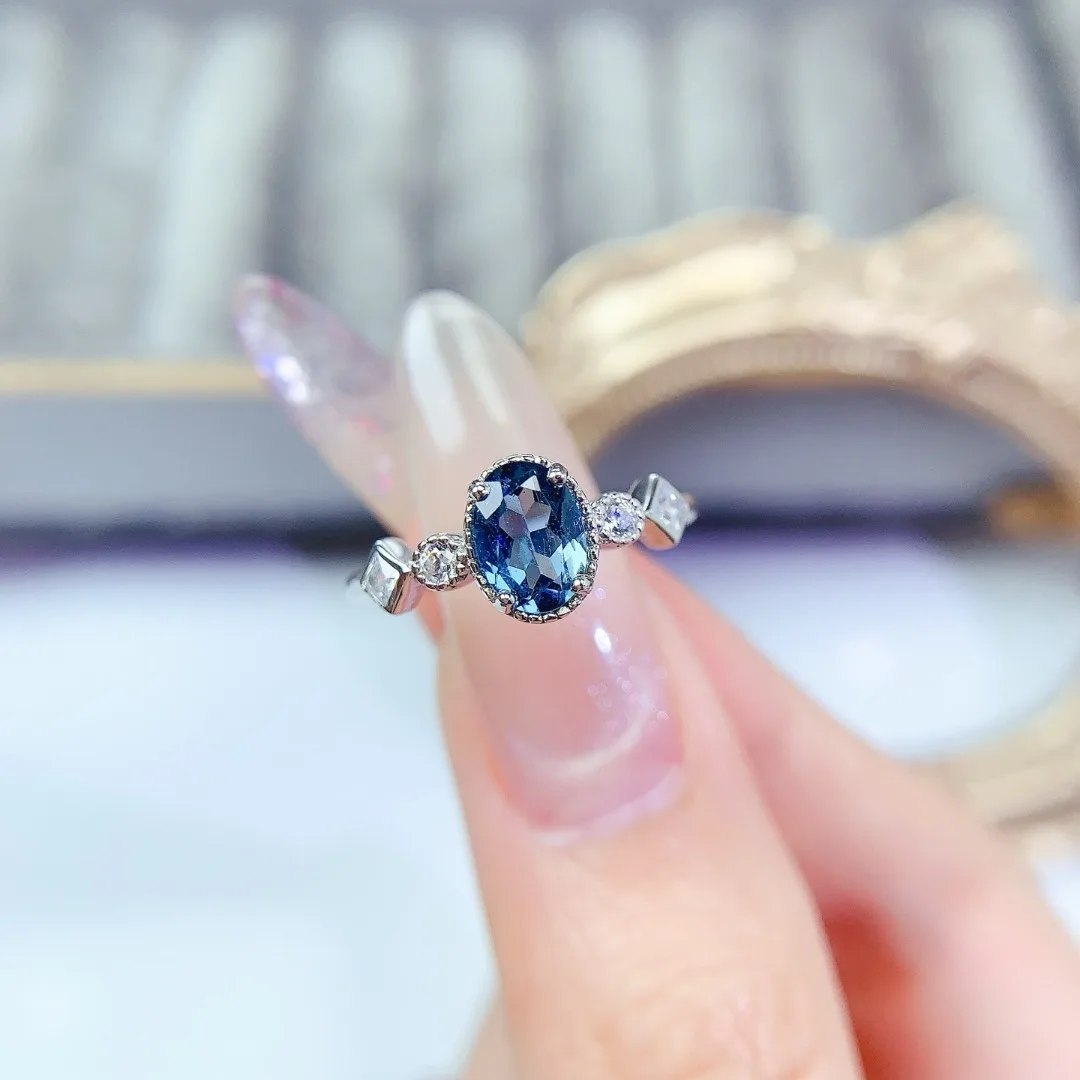 Stunning S925 Sterling Silver Topaz Ring Gemstone Chic Fashionable Gift for Women To Enhance Their Graceful Aura
