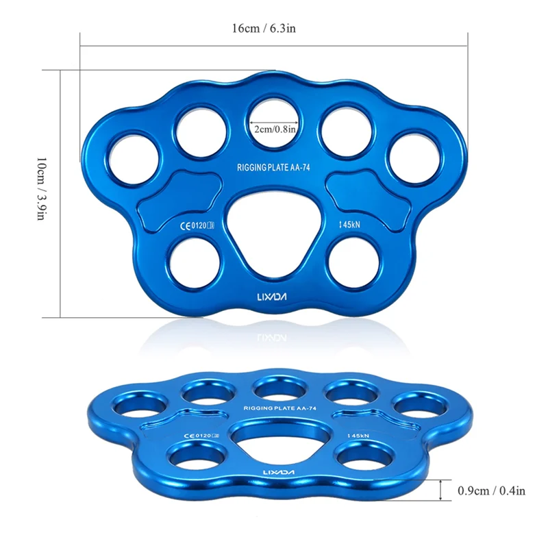 8 Holes Outdoor Paw Rigging Plate 45KN Rock Climbing Mountaineering Anchor Point Connector Gear Rigging Plate