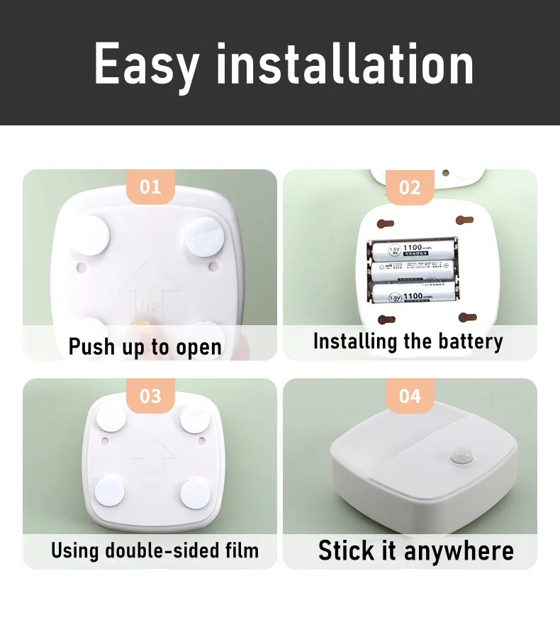 2Pcs Motion Sensor Light Wireless LED Night Lights AAA Battery Powered Bedroom Wall Staircase Closet Aisle Body Induction Lights