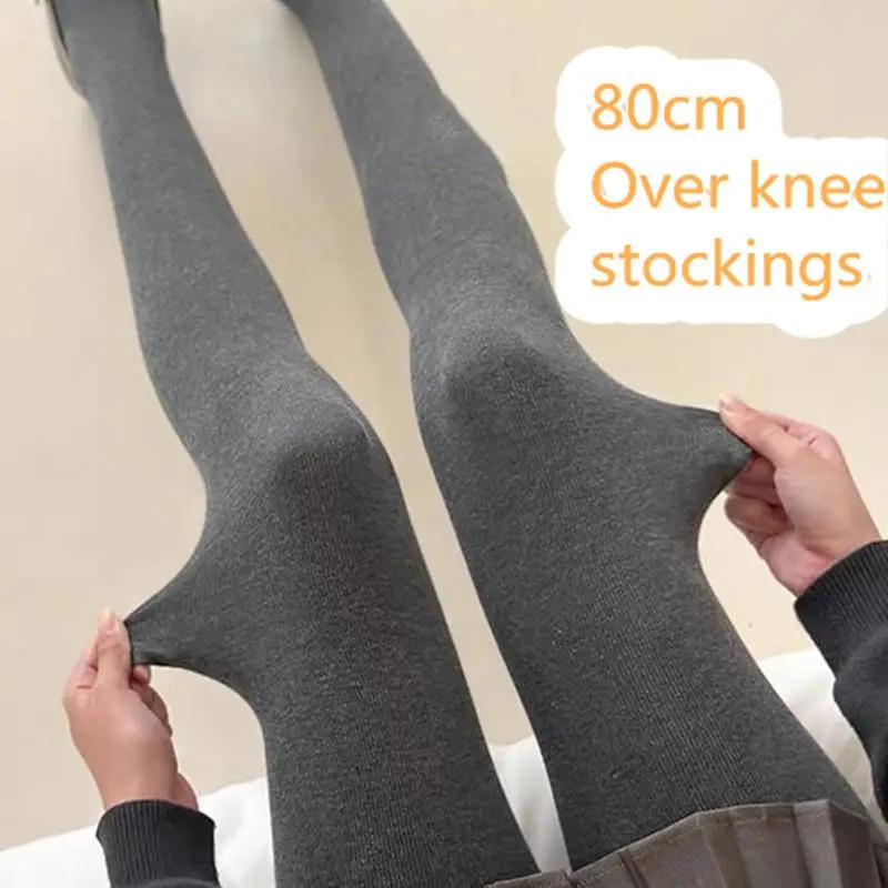 

H Высокие носки выше колена для женщин, домашние длинные носки для сна, Jk, однотонные мягкие носки до бедра, женские теплые гольфы в стиле Лолиты, новые