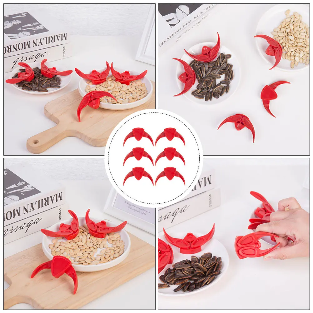 

6Pcs Melon Shellers Nut Crackers Ergonomic Handle Plastic Sawtooth Design for Walnut Pine Nut Cracking Efficient