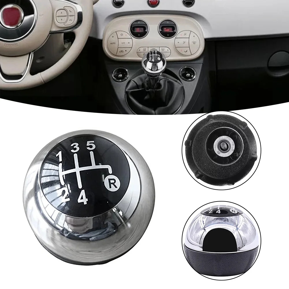5-Gang Schaltknauf Manueller Schalthebel Chrom für Fiat 500 13-18 55344048 Auto-Zubehör