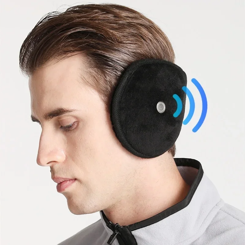 Men Winter Earmuffs with Earpiece Ear Cover Thicken Plush Warmer Outdoor Sport Music Earmuffs Soft Warm Protector Ear Mask