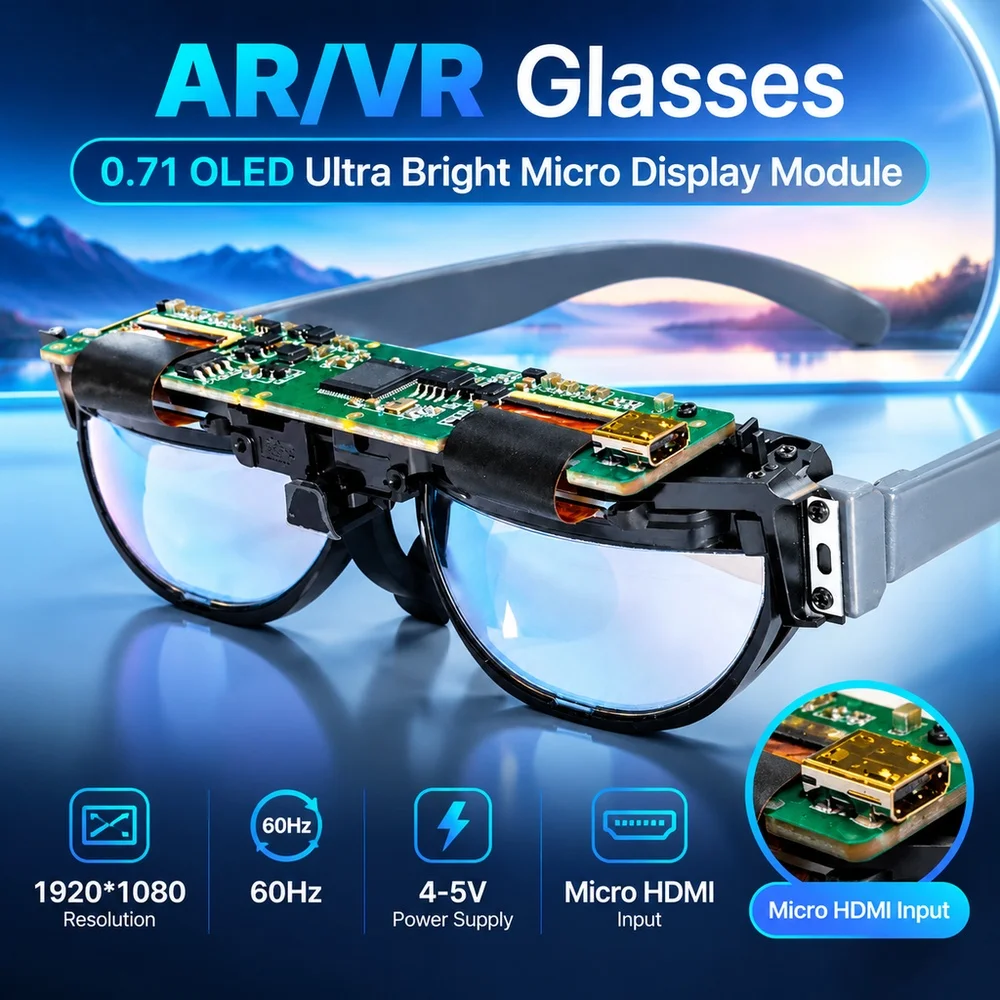 AR/VR Glasses 0.71 OLED Ultra Bright Micro Display Module Head-Mounted HD 1920*1080 Binocular Birdbath Optical Modules HDMI