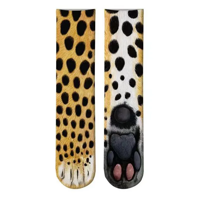 Chaussettes 3D amusantes à imprimé de patte de chat et de tigre pour Halloween et Noël, chaussettes mignonnes et amusantes pour animaux, chien, cheval, cosplay, fête léopard, 10 paires