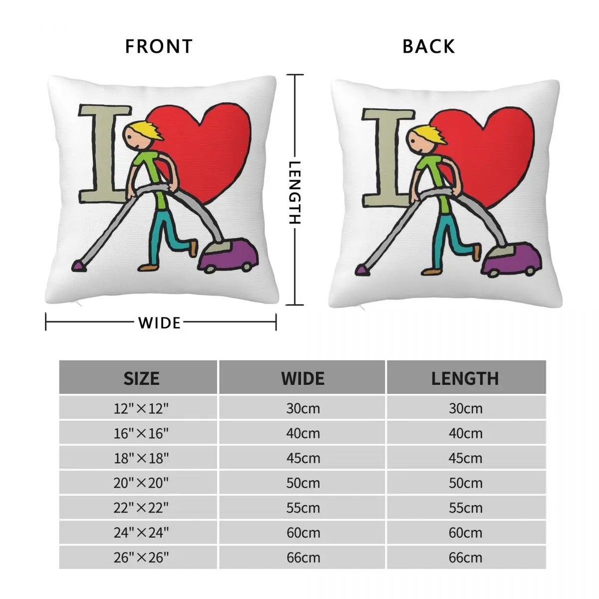 I Love Vacuuming Square Pillowcase Polyester Linen Velvet Pattern Zip Decor Bed Cushion Cover Wholesale 18
