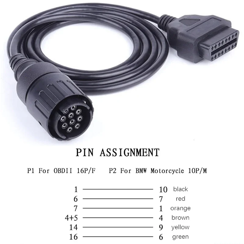 For BMW ICOM D Cable ICOM-D Motorcycles Motobikes 10 Pin Adaptor 10Pin To 16Pin OBD2 OBDII Diagnostic Cable I-COM A2 tool cables