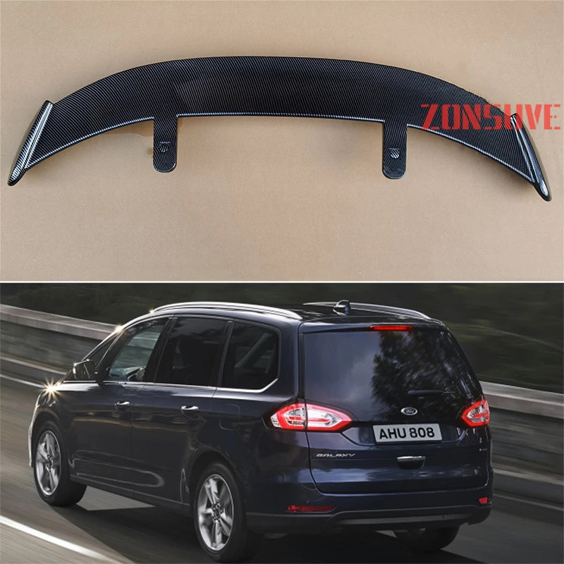 For 2011-2020 Year Ford Galaxy Spoiler ABS Plastic Carbon Fiber Look Hatchback SUV Roof Rear Wing Body Kit Accessories