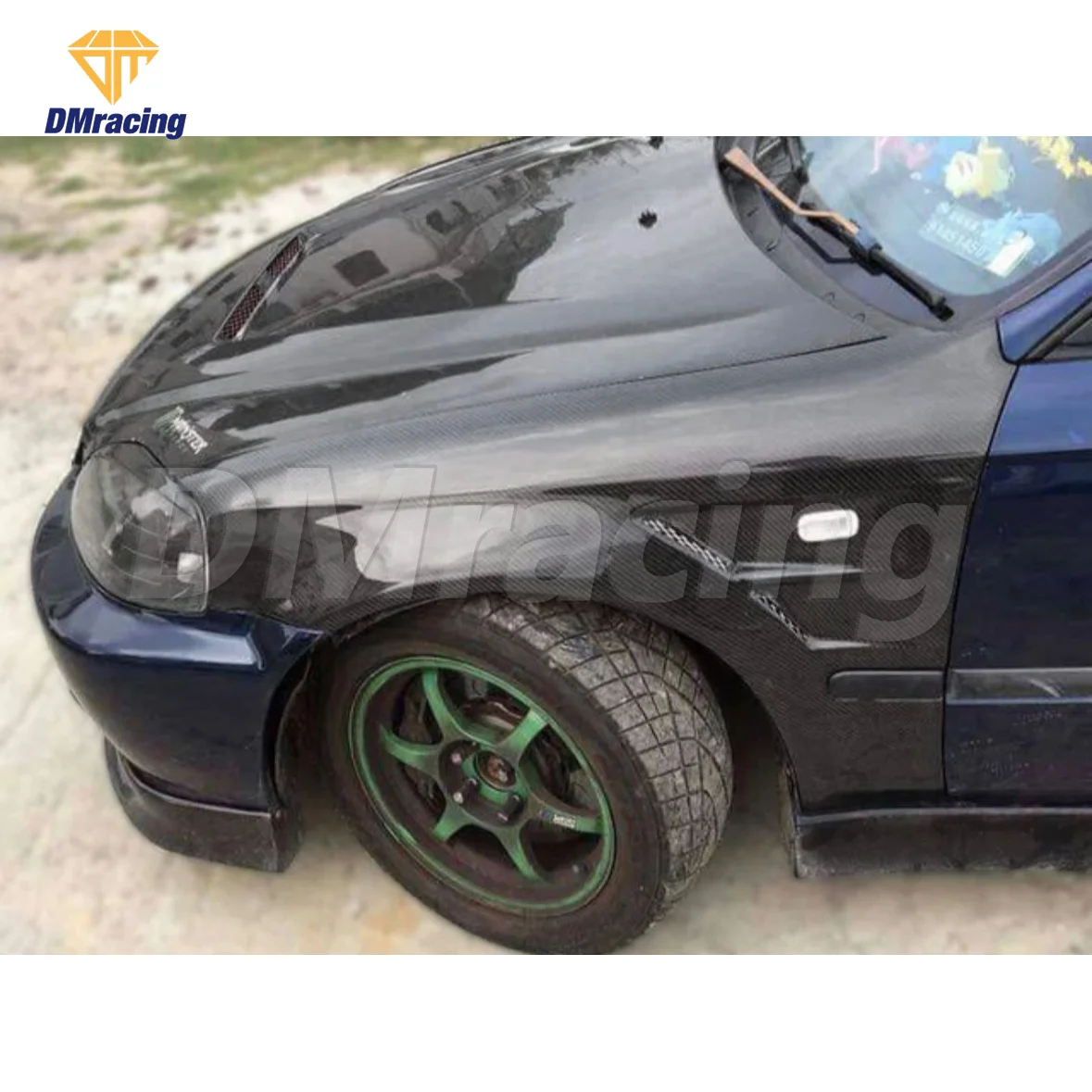 Dmracing Vent Style Forged Carbon Fiber Front Fender for Honda Civic EG 1992-1995 Body Kit view 2