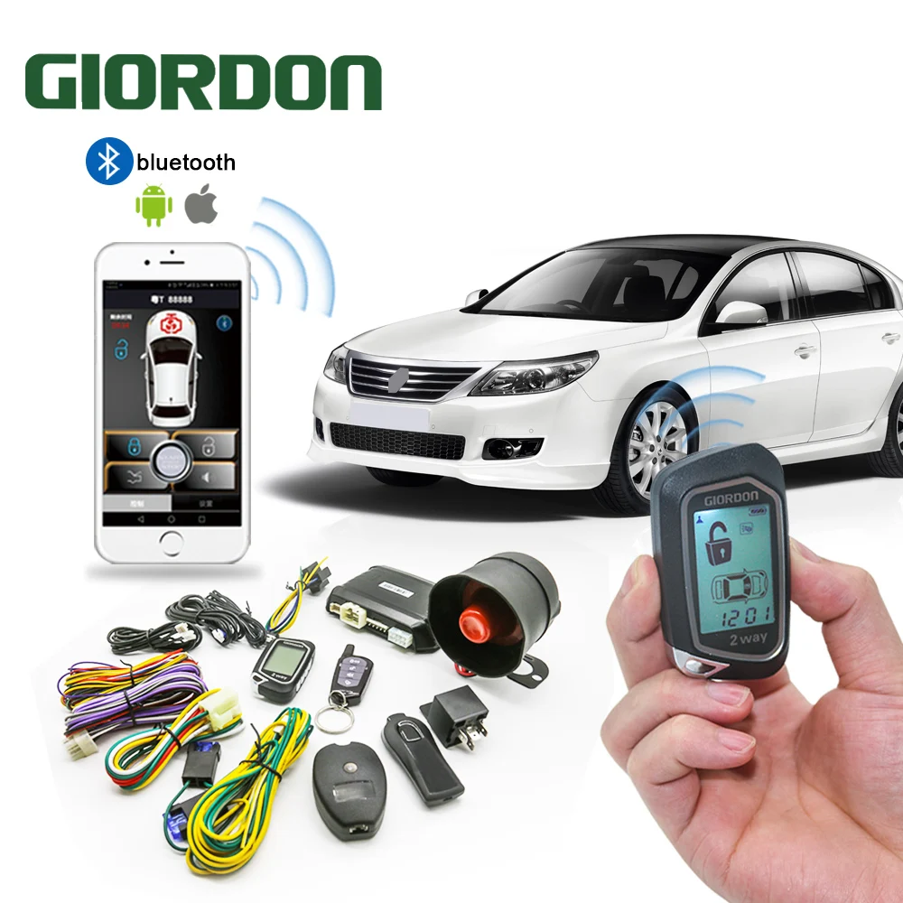 

100M Colorful LCD Display Programmable Car Alarm Shock Warning 2 Way System With Remote Engine Start Starter Tilt Sensor