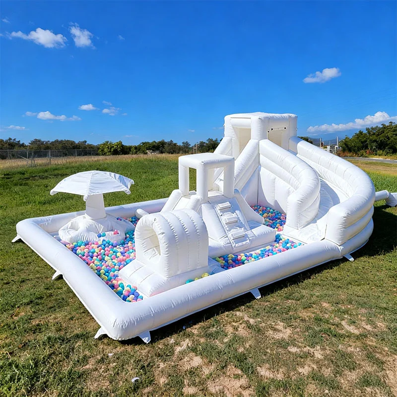 مجموعة متنزه مائية قابلة للنفخ في الصيف الرائع مع حصيرة سبلاش، شرائح وحفرة كروية، ممتعة لعب ناعمة لملعب الأطفال في الهواء الطلق #2