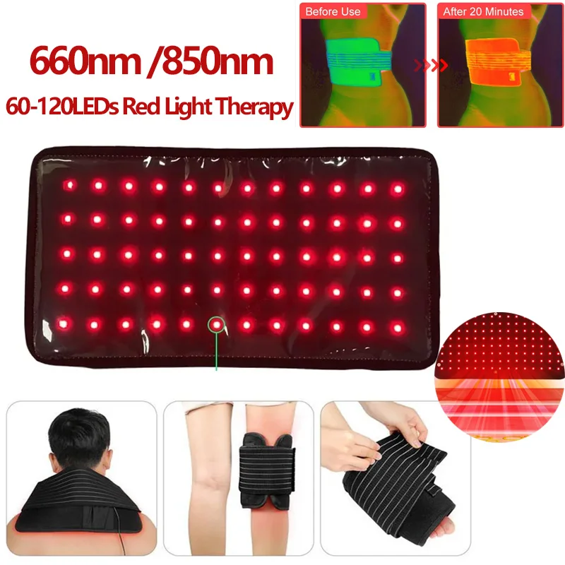 Red Light Therapy Belt, Almofada de Dispositivos de Terapia Infravermelha Próxima, 60-120LEDs Cinto Shaper de Cintura Vermelha, 660nm 850nm