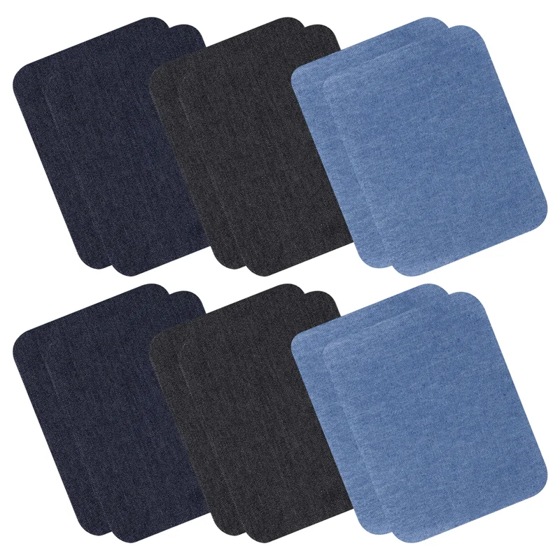 ABQR Iron On Denim Patches For Clothing Jeans 12 Pcs, 3 Colors (4.9 Inch X 3.7 Inch)