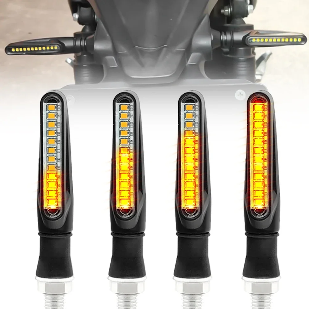 دراجة نارية LED بدوره مصباح إشارة العنبر المتعري LED مؤشر المياه المتدفقة الوامض مقاوم للماء دراجة نارية ملحقات المصابيح