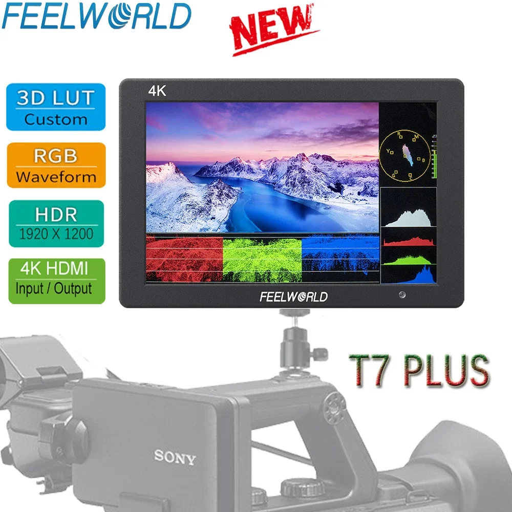 FEELWORLD T7 PLUS 7-дюймовый 3D LUT IPS 1920x1200 полевой монитор для камеры, алюминиевый корпус, вход/выход 4K HDMI для видеосъемки