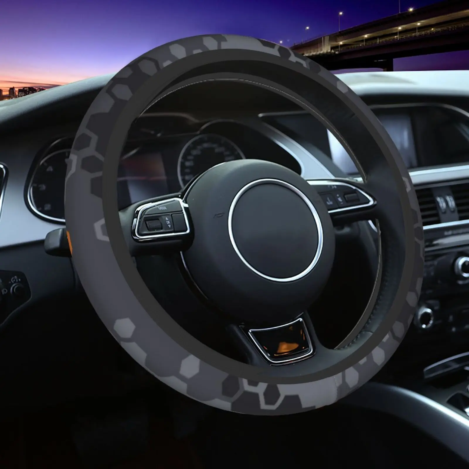 Orange Camouflage Camo Abstract Art Print Car Steering Wheel Cover 37-38 Anti-slip Colorful Auto Decoration Car Accessories
