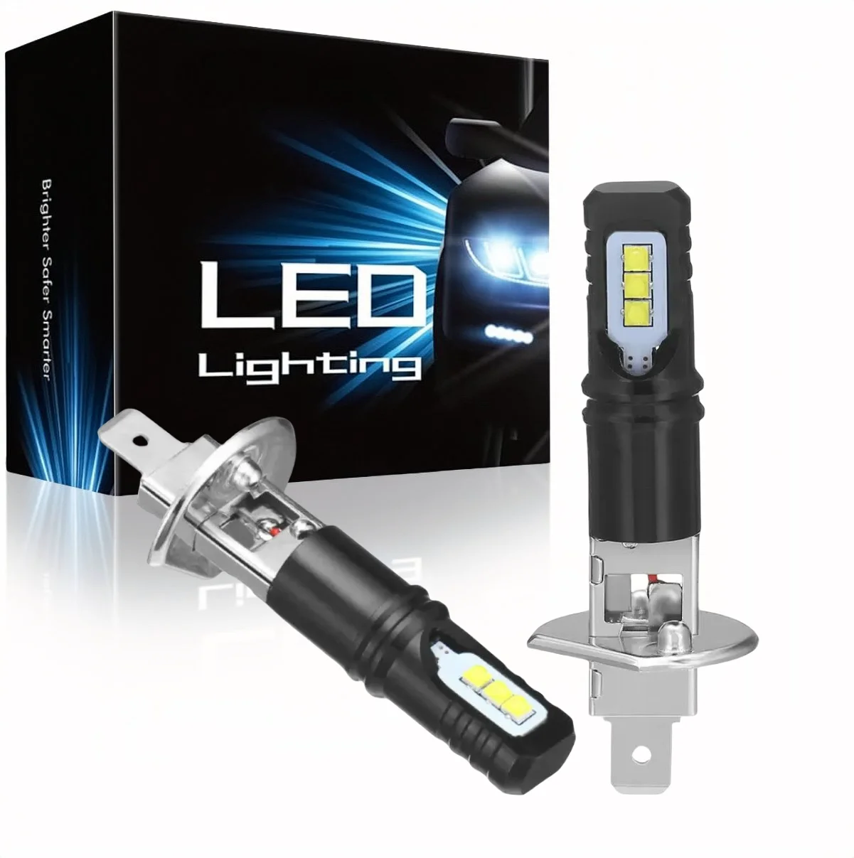 

2pcs H3 H1 LED DRL Auto Lamp 6000K Headlight Bulb Kit High Beam 2525 Chips Fog Lamp Driving Light for Auto 12V