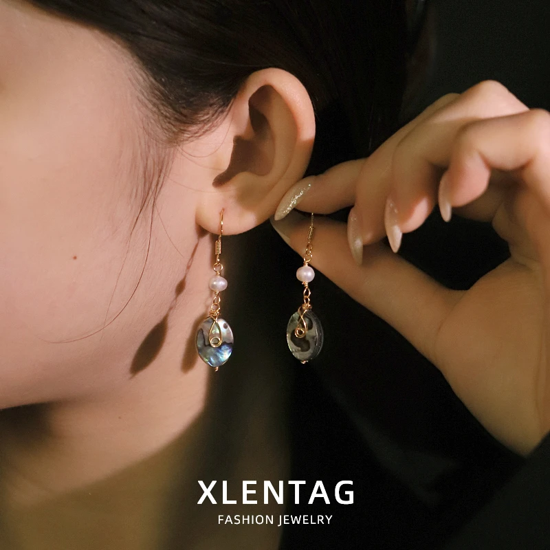 Natural Freshwater Pearl Abalone Shell Dangle Earrings for Women Daily Office Banquet Vintage Pearl  Earrings Fashion Jewelry