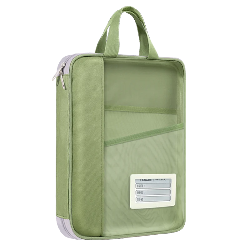Portable A4 Transparent Mesh File Organizer Handbag Zipper Storage Tote Bag Student School Book Stationery Storage Pouch