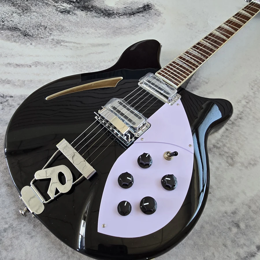 Hollow/Semi-hollow electric guitar 6-string 360 black high quality basswood body H-H pickups stainless steel frets in free shipp