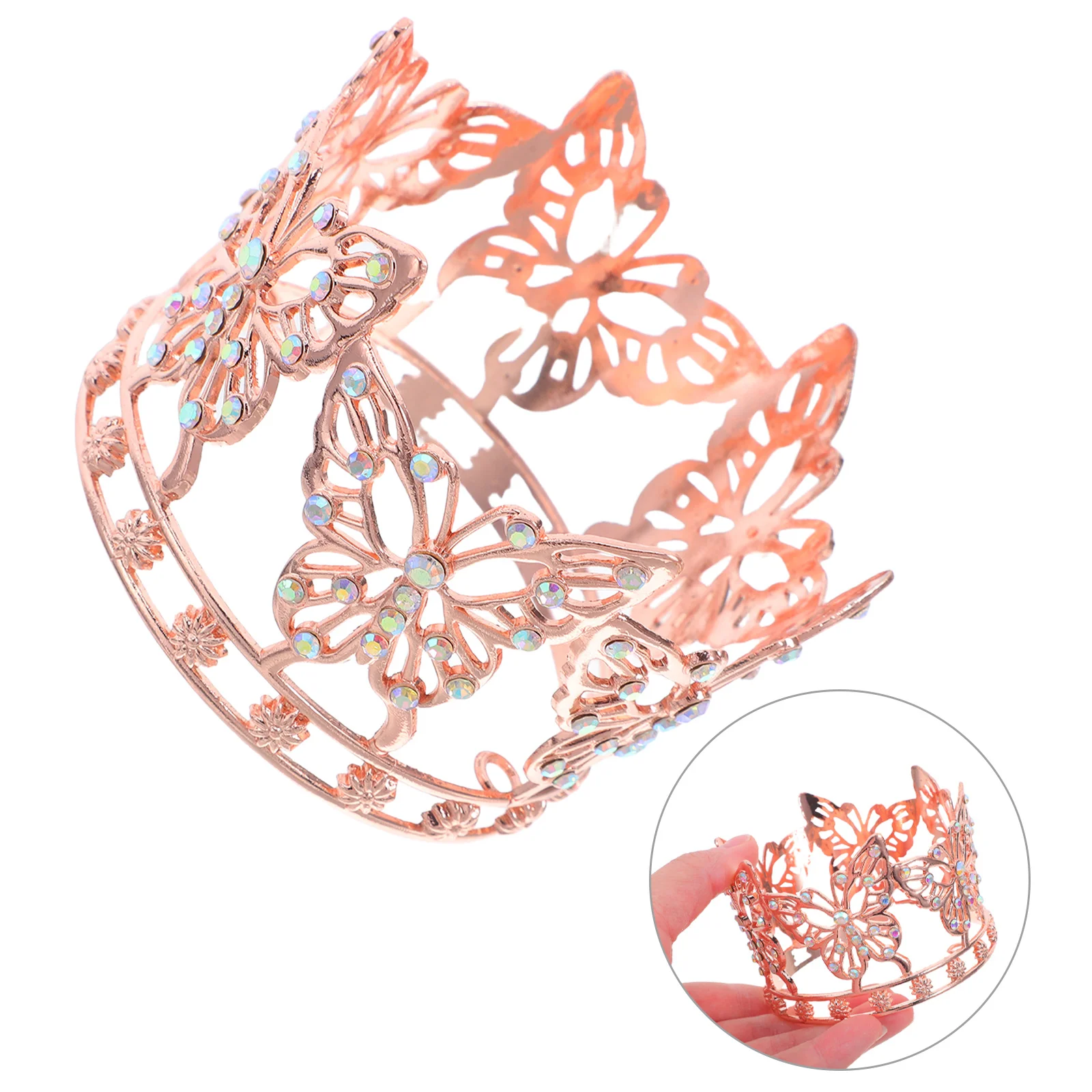 

Корона со стразами и бабочкой, тиара принцессы, маленькие аксессуары для волос, повязка на голову для дня рождения, Хэллоуина, косплея для девочек