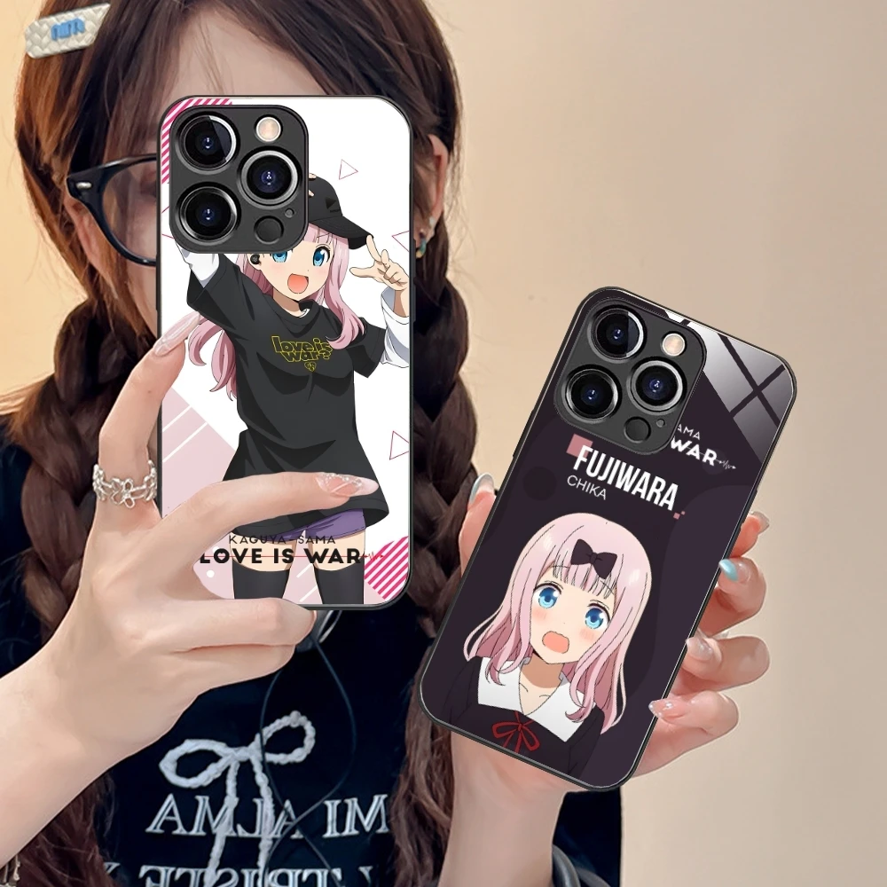 Kaguya Sama Chika Mobile Cell Phone Case for iPhone 15 14 13 12 11 X XR XS 8 Pro Max Plus Mini PC Glass Phone Cover Shell