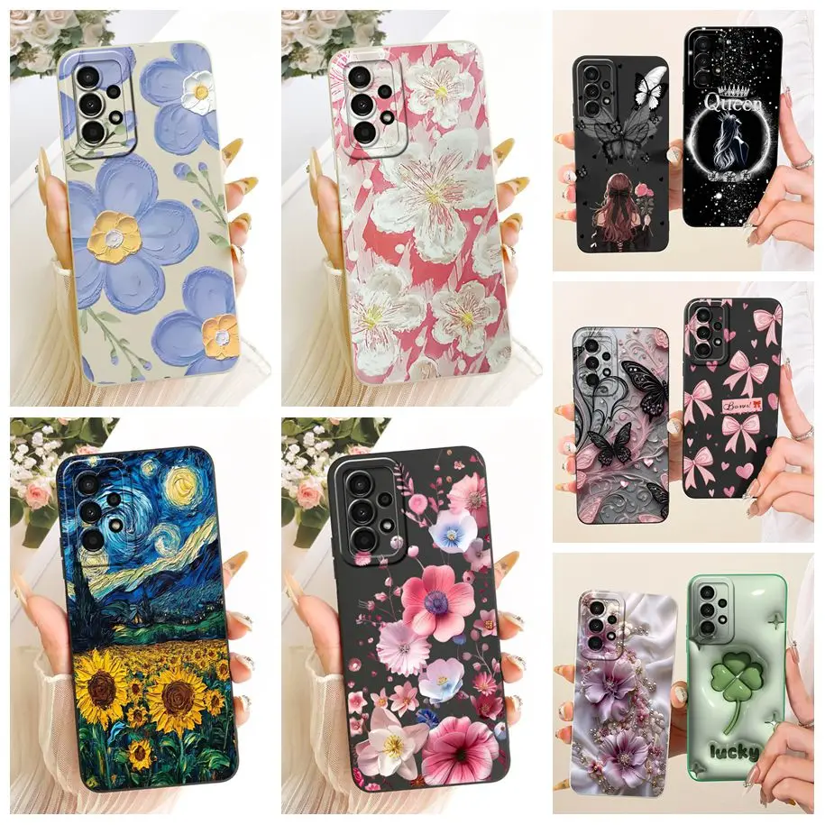 For Samsung Galaxy A53 A33 A73 5G Case Pretty Flower Painted Soft Silicone Shockproof Cover For Samsung A23 A 53 A 33 Phone Case