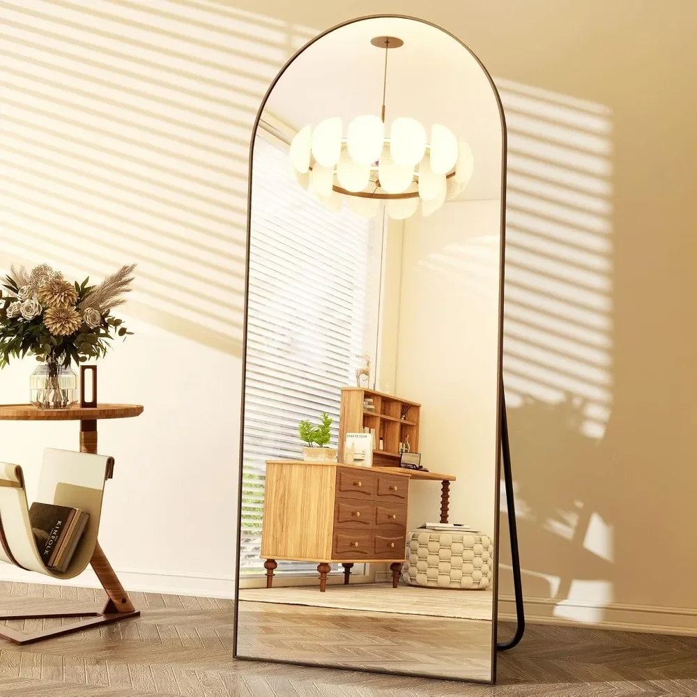 Arched Full Length Mirror, Large Wall Mounted Floor Mirror, Aluminum Alloy Frame, Full Body